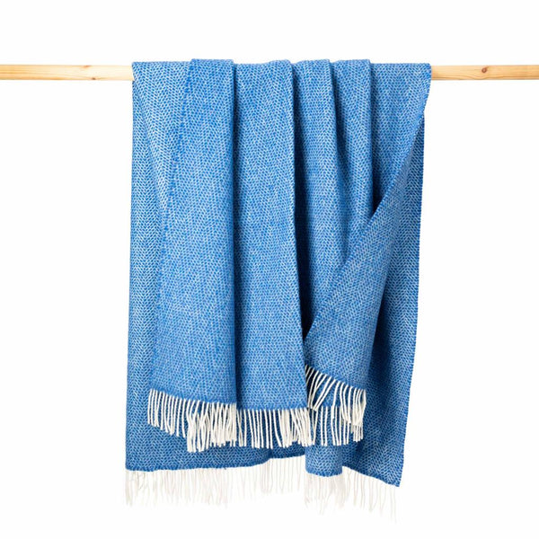 Luxury Cashmere Throw - Sea Blues Herringbone-Nook & Cranny Gift Store-2019 National Gift Store Of The Year-Ireland-Gift Shop