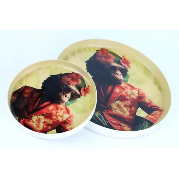 Bohemian Monkey Tray - Set of 2-Nook & Cranny Gift Store-2019 National Gift Store Of The Year-Ireland-Gift Shop