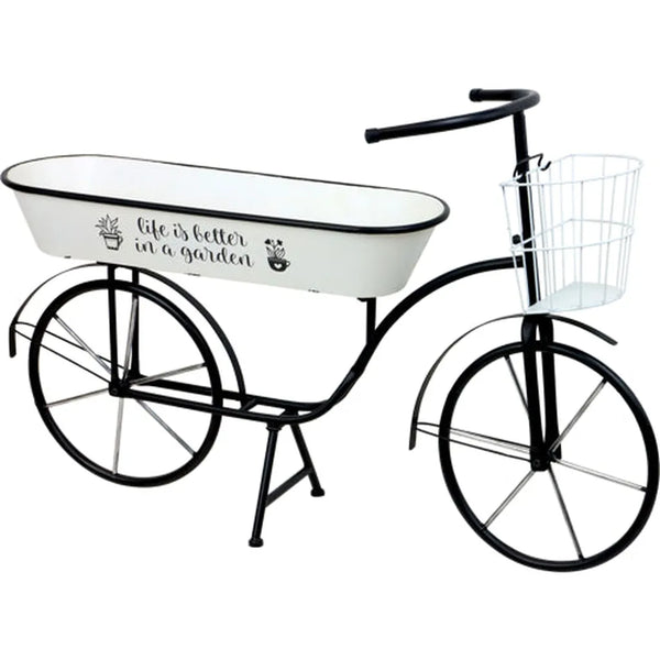 Stylish Metal Flower Bike - Black and White-Nook & Cranny Gift Store-2019 National Gift Store Of The Year-Ireland-Gift Shop
