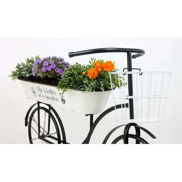 Stylish Metal Flower Bike - Black and White-Nook & Cranny Gift Store-2019 National Gift Store Of The Year-Ireland-Gift Shop