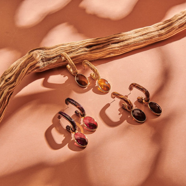 Quirky Resin and Glass Earrings - Deep Purple-Nook & Cranny Gift Store-2019 National Gift Store Of The Year-Ireland-Gift Shop