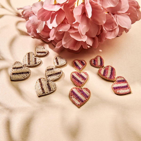 Heart Shaped Beaded Earring - Multicolour-Nook & Cranny Gift Store-2019 National Gift Store Of The Year-Ireland-Gift Shop