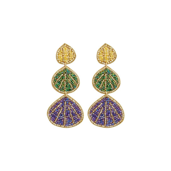 Seashell Shaped Beaded Earring - Blue-Nook & Cranny Gift Store-2019 National Gift Store Of The Year-Ireland-Gift Shop