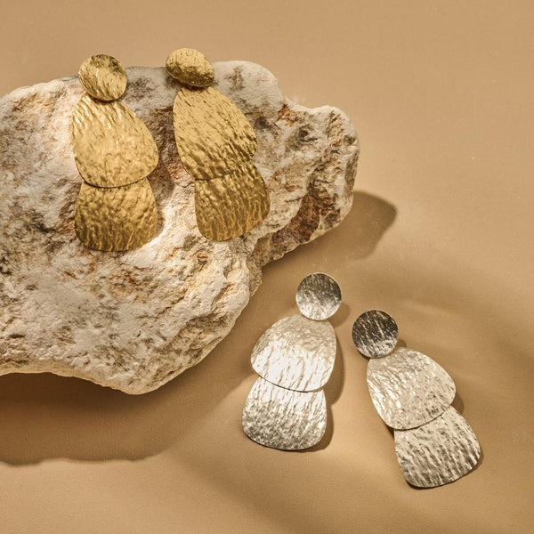 Hammered Rustic Earrings - Gold Style-Nook & Cranny Gift Store-2019 National Gift Store Of The Year-Ireland-Gift Shop