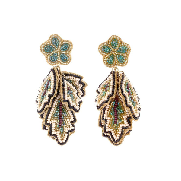Beaded Floral & Leaves Shaped Earring-Nook & Cranny Gift Store-2019 National Gift Store Of The Year-Ireland-Gift Shop