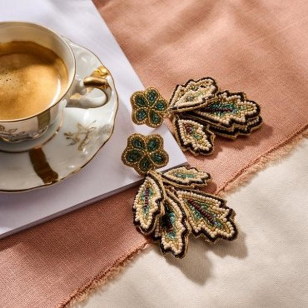 Beaded Floral & Leaves Shaped Earring-Nook & Cranny Gift Store-2019 National Gift Store Of The Year-Ireland-Gift Shop