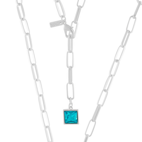Audrey Link Chain & Sapphire Necklace - Silver-Nook & Cranny Gift Store-2019 National Gift Store Of The Year-Ireland-Gift Shop