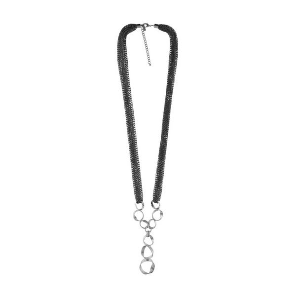 Anastazia Long Knitted Fluid Necklace - Silver-Nook & Cranny Gift Store-2019 National Gift Store Of The Year-Ireland-Gift Shop