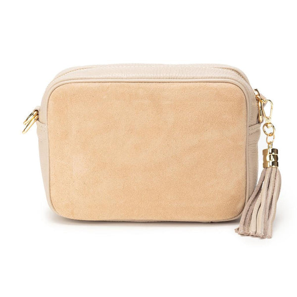 Elie Beaumont Cross Body Italian Leather Bag with Pocket - Suede Biscuit-Nook & Cranny Gift Store-2019 National Gift Store Of The Year-Ireland-Gift Shop