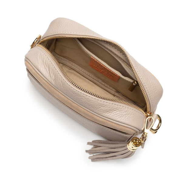 Elie Beaumont Cross Body Italian Leather Bag with Pocket - Suede Biscuit-Nook & Cranny Gift Store-2019 National Gift Store Of The Year-Ireland-Gift Shop