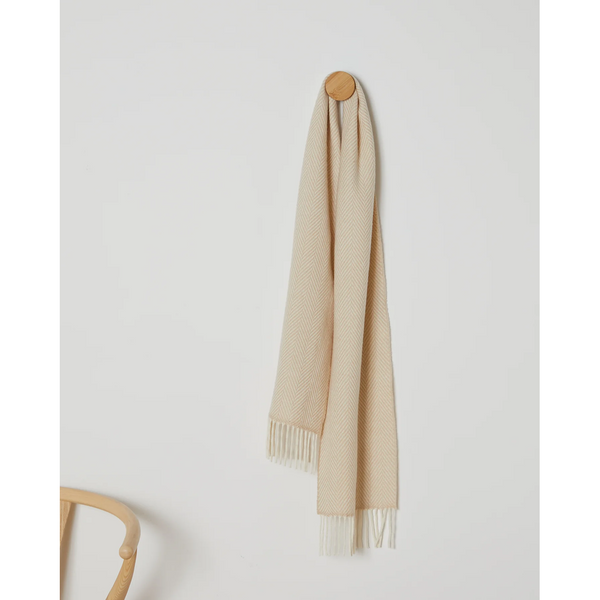 Foxford Scarf - Bone & White Herringbone in Wool / Cashmere-Nook & Cranny Gift Store-2019 National Gift Store Of The Year-Ireland-Gift Shop