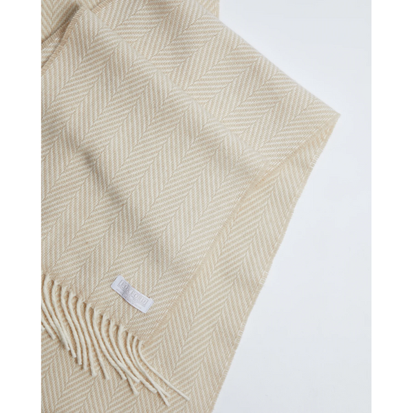 Foxford Scarf - Bone & White Herringbone in Wool / Cashmere-Nook & Cranny Gift Store-2019 National Gift Store Of The Year-Ireland-Gift Shop