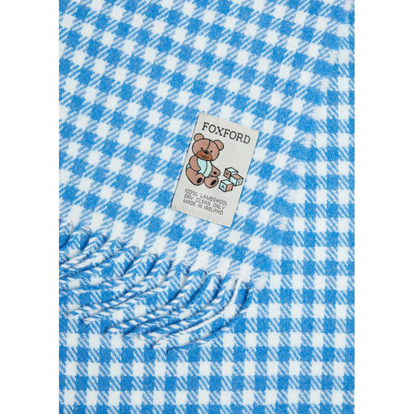Foxford Cornish Blue Gingham Baby Blacket - 100% Lambswool-Nook & Cranny Gift Store-2019 National Gift Store Of The Year-Ireland-Gift Shop