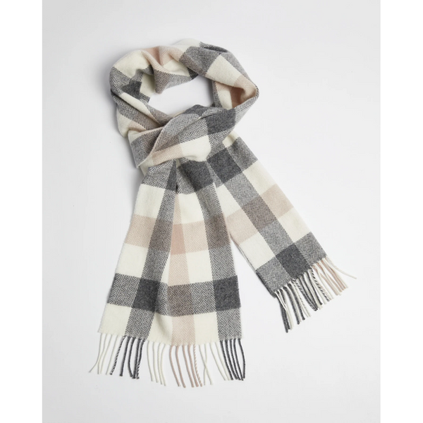 100% Lambswool Scarf by Foxford - Neutral Block Check-Nook & Cranny Gift Store-2019 National Gift Store Of The Year-Ireland-Gift Shop