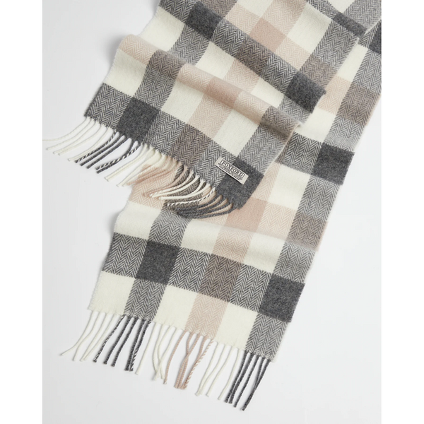 100% Lambswool Scarf by Foxford - Neutral Block Check-Nook & Cranny Gift Store-2019 National Gift Store Of The Year-Ireland-Gift Shop