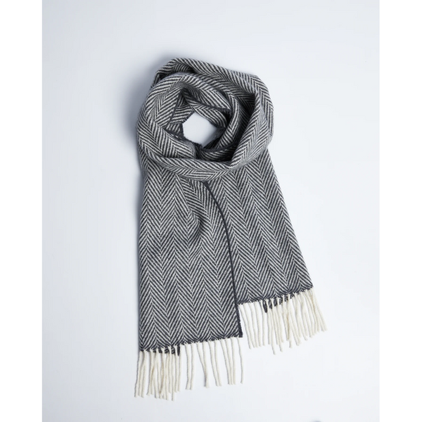 Foxford Scarf - Oxford & White Herringbone in Wool / Cashmere-Nook & Cranny Gift Store-2019 National Gift Store Of The Year-Ireland-Gift Shop