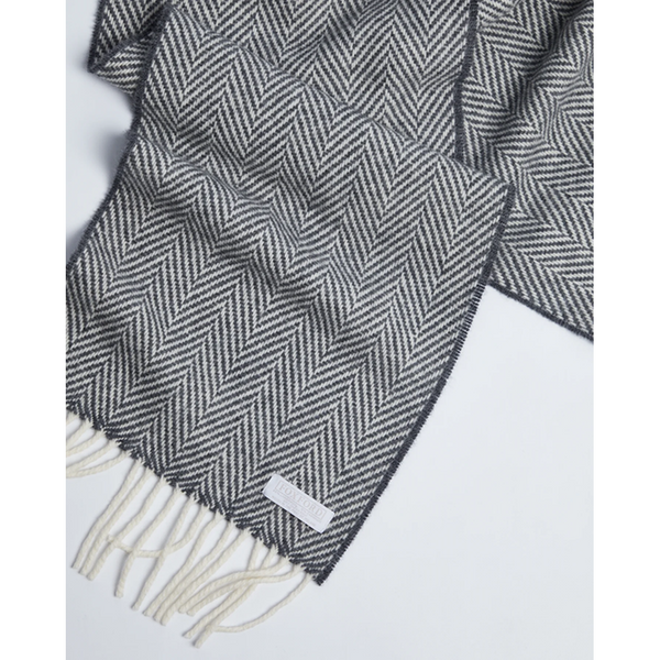 Foxford Scarf - Oxford & White Herringbone in Wool / Cashmere-Nook & Cranny Gift Store-2019 National Gift Store Of The Year-Ireland-Gift Shop