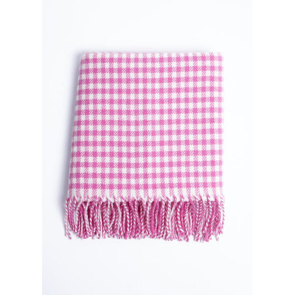 Foxford Cerise Pink Gingham Baby Blacket - 100% Lambswool-Nook & Cranny Gift Store-2019 National Gift Store Of The Year-Ireland-Gift Shop