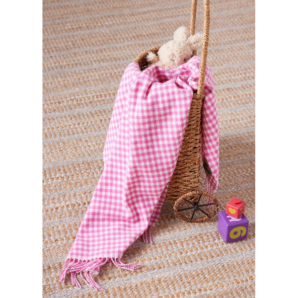 Foxford Cerise Pink Gingham Baby Blacket - 100% Lambswool-Nook & Cranny Gift Store-2019 National Gift Store Of The Year-Ireland-Gift Shop