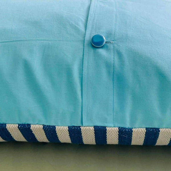 Blue Striped Cushion with Embroidery - Superher-Nook & Cranny Gift Store-2019 National Gift Store Of The Year-Ireland-Gift Shop