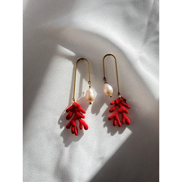 Coral Earrings with Pearls-Nook & Cranny Gift Store-2019 National Gift Store Of The Year-Ireland-Gift Shop