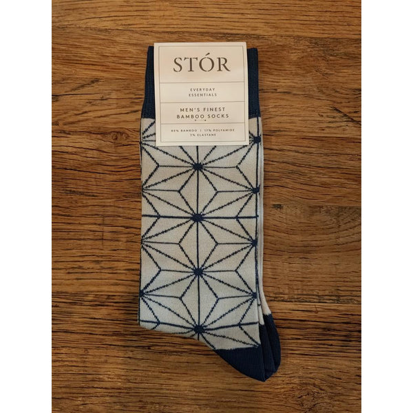Luxury Bamboo Socks - Geometric Light Grey & Navy-Nook & Cranny Gift Store-2019 National Gift Store Of The Year-Ireland-Gift Shop