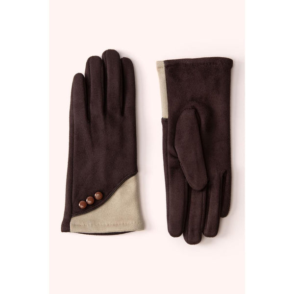 Rowan Faux Suede Gloves - Chocolate& Cream-Nook & Cranny Gift Store-2019 National Gift Store Of The Year-Ireland-Gift Shop