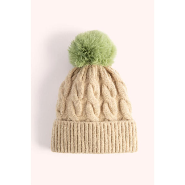 Elise Bobble Hat - Cream & Sage-Nook & Cranny Gift Store-2019 National Gift Store Of The Year-Ireland-Gift Shop