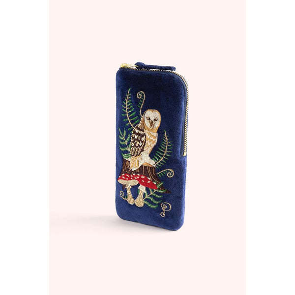 Velvet Sunglass Pouch - Woodland Owl in Indigo-Nook & Cranny Gift Store-2019 National Gift Store Of The Year-Ireland-Gift Shop