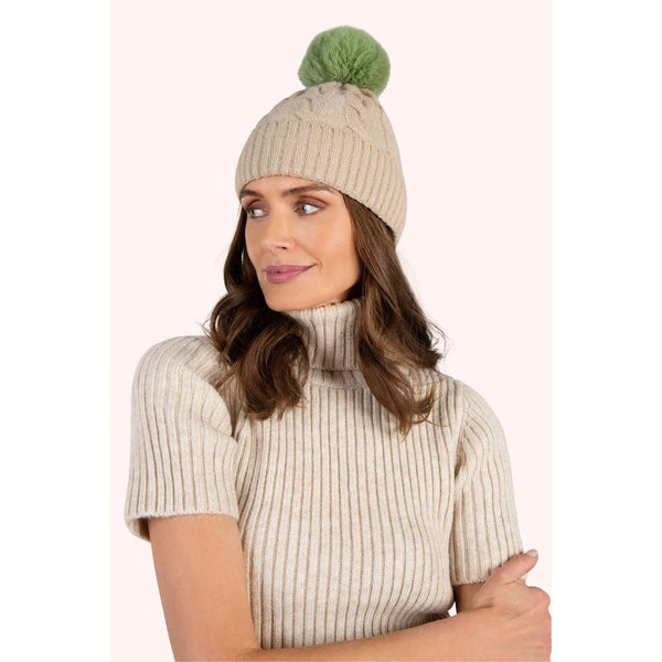Elise Bobble Hat - Cream & Sage-Nook & Cranny Gift Store-2019 National Gift Store Of The Year-Ireland-Gift Shop