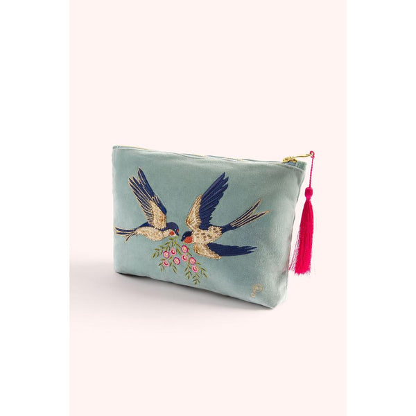 Velvet Zip Pouch - Swooping Swallows-Nook & Cranny Gift Store-2019 National Gift Store Of The Year-Ireland-Gift Shop