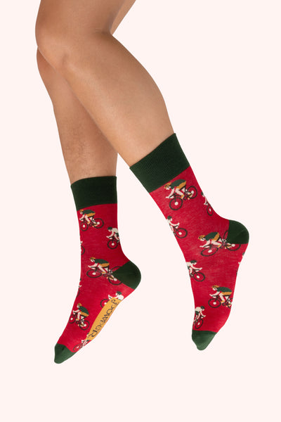 Men's Sock - Racing Bikes (Tomato)-Nook & Cranny Gift Store-2019 National Gift Store Of The Year-Ireland-Gift Shop