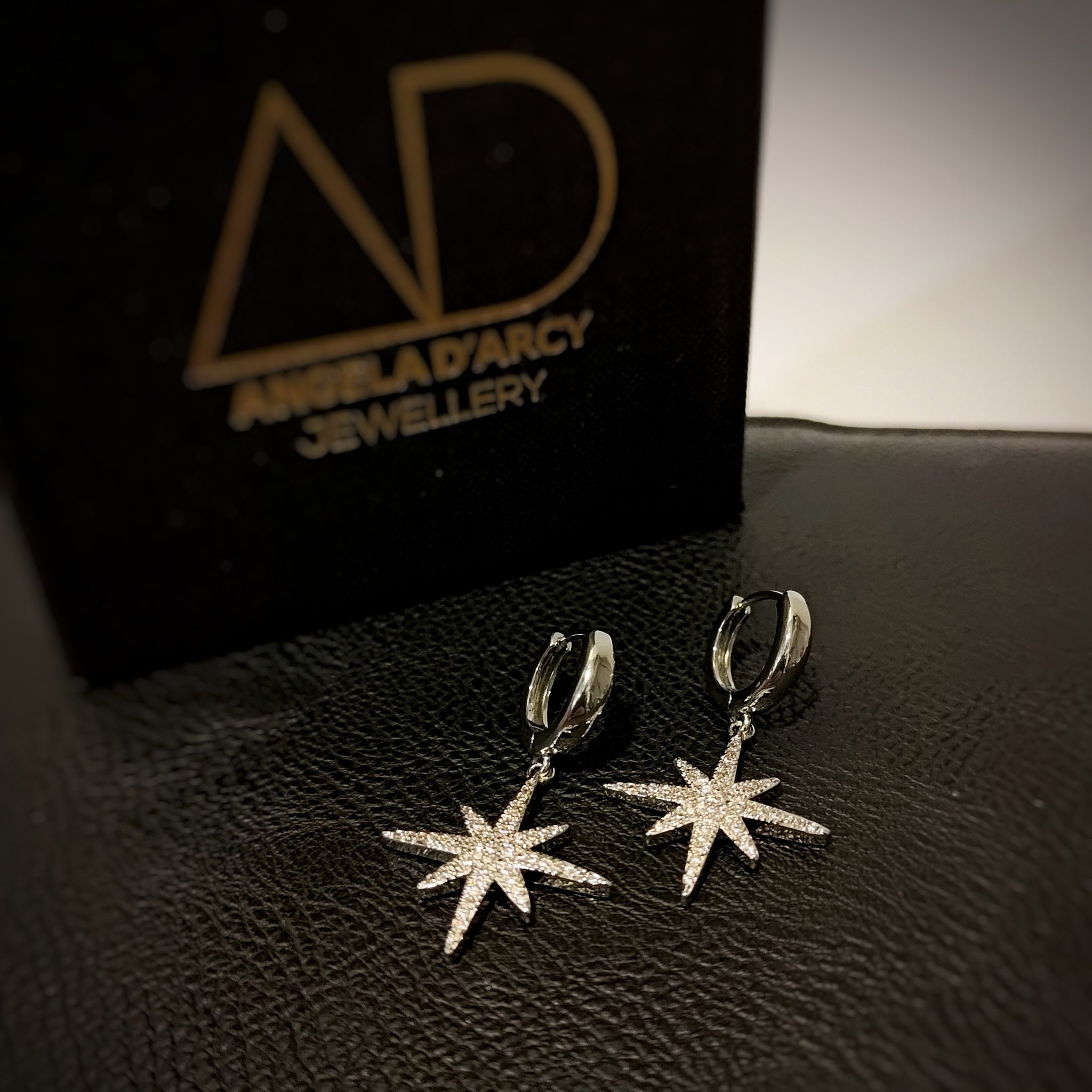Huggie Half Hoops Silver Star Earrings-Nook & Cranny Gift Store-2019 National Gift Store Of The Year-Ireland-Gift Shop