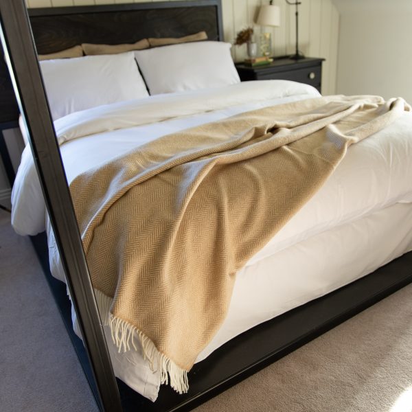 Luxury Cashmere Throw - Beige Herringbone-Nook & Cranny Gift Store-2019 National Gift Store Of The Year-Ireland-Gift Shop