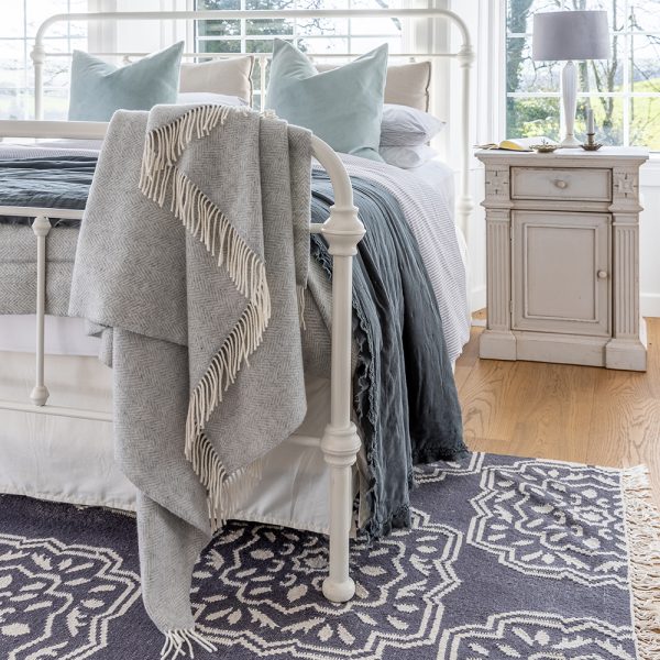Luxury Cashmere Throw - Pale Grey & Cream Herringbone-Nook & Cranny Gift Store-2019 National Gift Store Of The Year-Ireland-Gift Shop