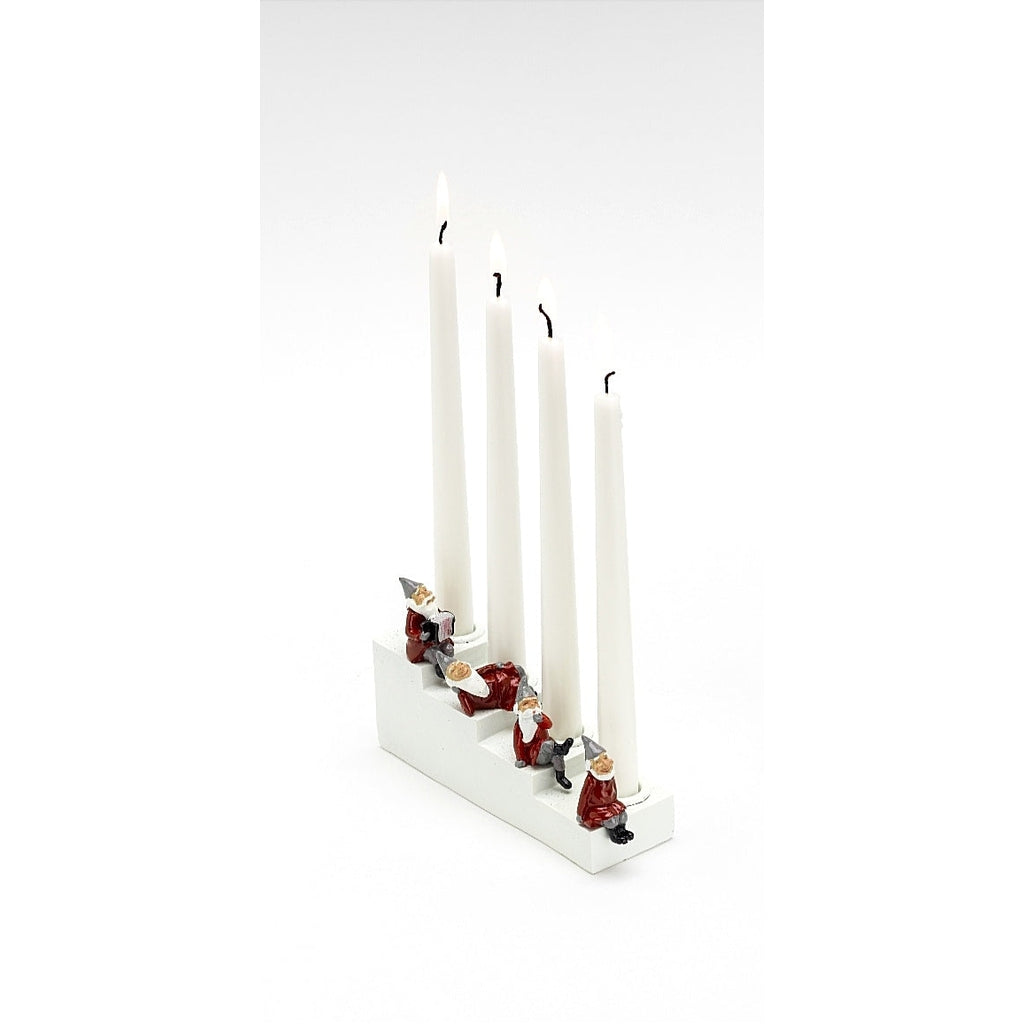 Ceramic Dinner Candle Holder with Santas on Steps - Red-Nook & Cranny Gift Store-2019 National Gift Store Of The Year-Ireland-Gift Shop