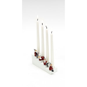 Ceramic Dinner Candle Holder with Santas on Steps - Red-Nook & Cranny Gift Store-2019 National Gift Store Of The Year-Ireland-Gift Shop