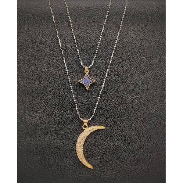 Double layer celestial necklace - Druzy Star & Moon-Nook & Cranny Gift Store-2019 National Gift Store Of The Year-Ireland-Gift Shop