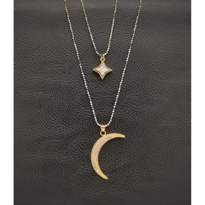 Double layer celestial necklace - Druzy Star & Moon-Nook & Cranny Gift Store-2019 National Gift Store Of The Year-Ireland-Gift Shop
