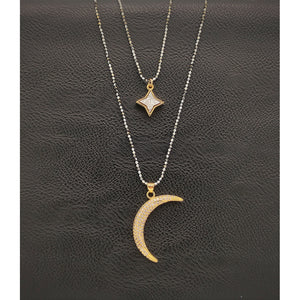 Double layer celestial necklace - Druzy Star & Moon-Nook & Cranny Gift Store-2019 National Gift Store Of The Year-Ireland-Gift Shop