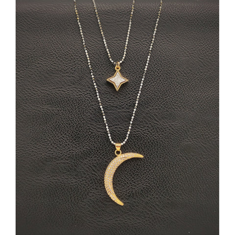 Double layer celestial necklace - Druzy Star & Moon-Nook & Cranny Gift Store-2019 National Gift Store Of The Year-Ireland-Gift Shop