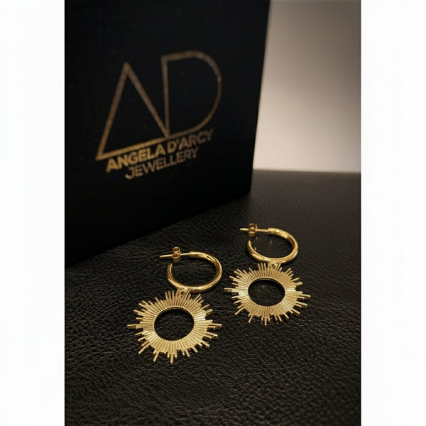 Star Burst Half Huggie Hoop Earrings - Gold-Nook & Cranny Gift Store-2019 National Gift Store Of The Year-Ireland-Gift Shop