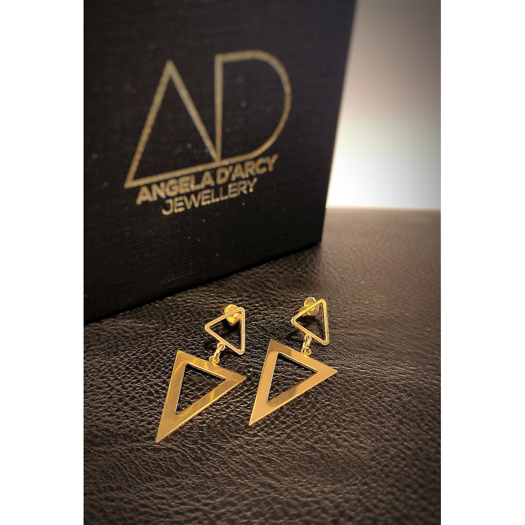 Geometric Double Triangle Earrings-Nook & Cranny Gift Store-2019 National Gift Store Of The Year-Ireland-Gift Shop