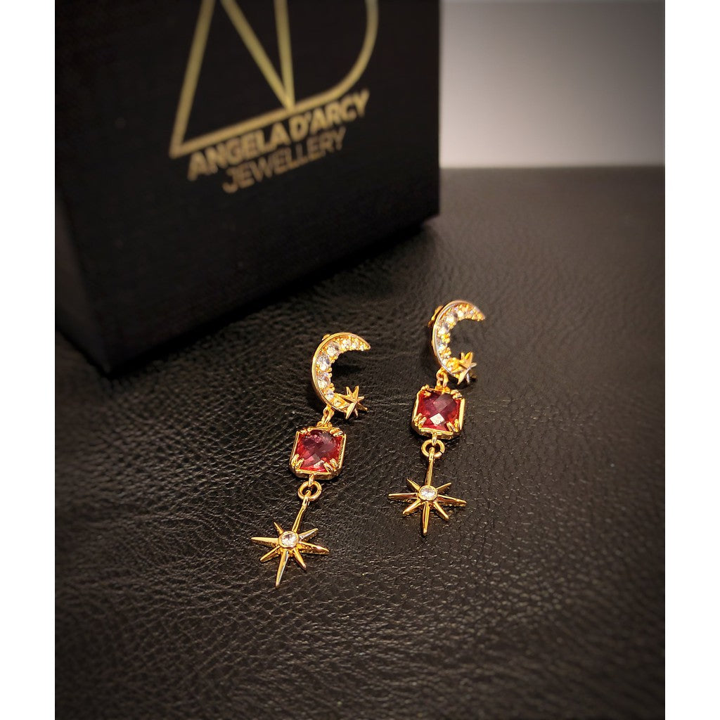 Pink Faceted Moon & Star Earrings...-Nook & Cranny Gift Store-2019 National Gift Store Of The Year-Ireland-Gift Shop