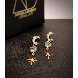 Light turquoise Faceted Moon & Star Earrings...-Nook & Cranny Gift Store-2019 National Gift Store Of The Year-Ireland-Gift Shop