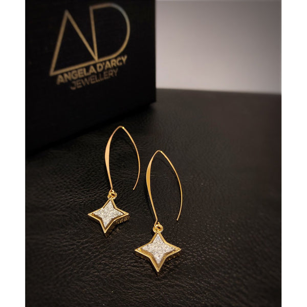 Druzy Star Drop Earrings - Silver-Nook & Cranny Gift Store-2019 National Gift Store Of The Year-Ireland-Gift Shop