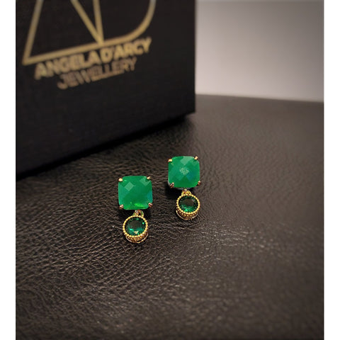 Baby Faceted Earrings - Green