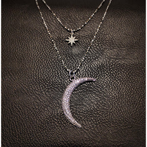Double layer celestial necklace - Druzy Silver Star & Silver Moon-Nook & Cranny Gift Store-2019 National Gift Store Of The Year-Ireland-Gift Shop