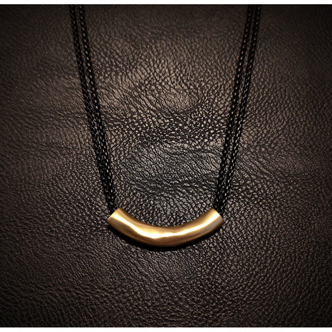 Curve Gunmetal Nacklace - Gold