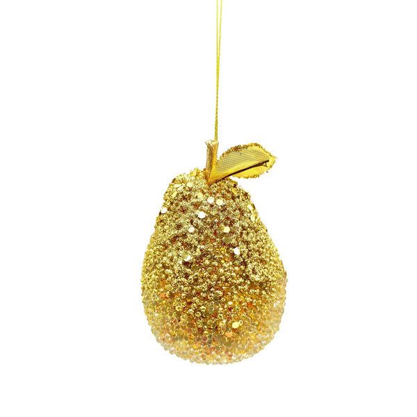 Gold Sequin Apple and Pear Hanging Decoration-Nook & Cranny Gift Store-2019 National Gift Store Of The Year-Ireland-Gift Shop